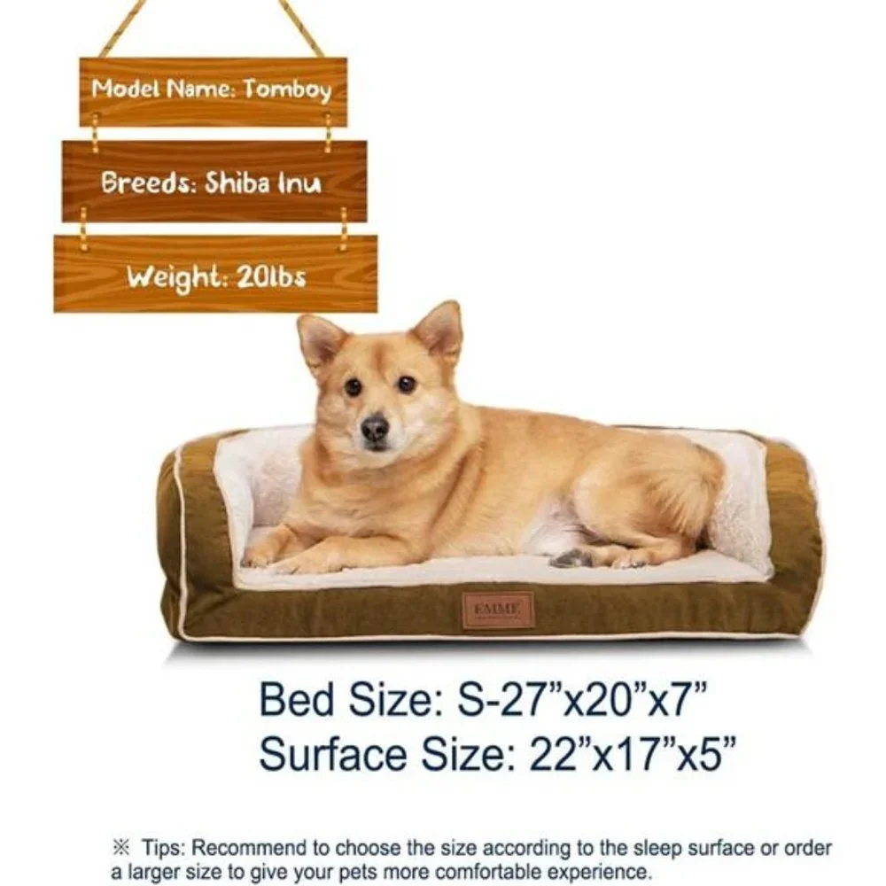 Orthopedic Dog Beds, with Egg Foam Mattress and Removable Washable Brown, Small)